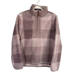 LIV Outdoor Cozy Plaid Quarter-Zip Sherpa Pullover Size S Cozy Hiking Outdoor